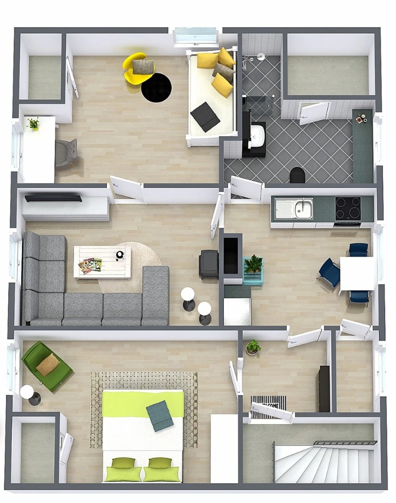 Alternativ planløsning med 2 soverom